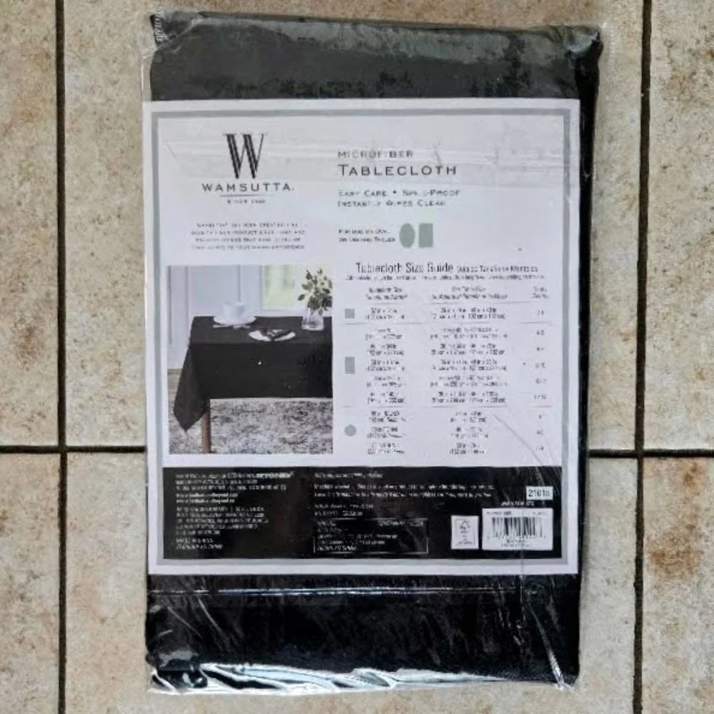 NEW Wamsutta Black Tablecloth Rectangle 60 x 84 Water Resistant Machine Washable
